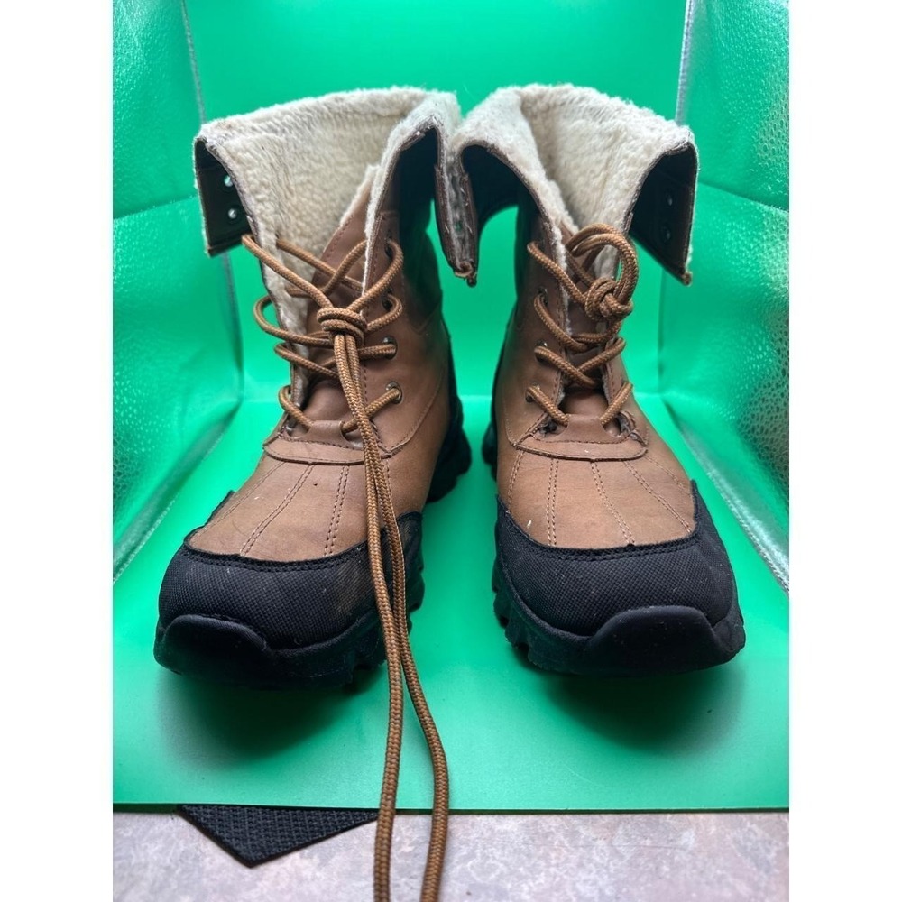 Nautica Indus Brown Shearling Lined Duck Boots Women US 4 Lace Up Winter Boots